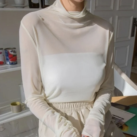 Sheer Long Sleeve Blouses